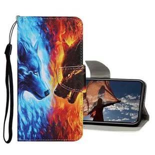 Colored Drawing Pattern Flip Leather Case For iPhone 13 Pro(Flame Wolf)
