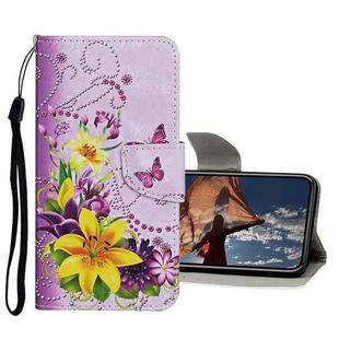 For iPhone 13 Pro Colored Drawing Pattern Flip Leather Case (Yellow Flower Butterfly)