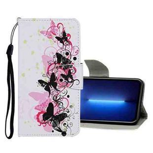 For iPhone 13 Pro Max Colored Drawing Pattern Flip Leather Case (Four Butterflies)