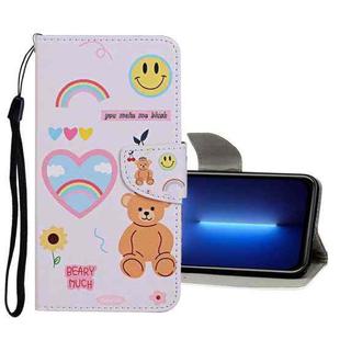 For iPhone 13 Pro Max Colored Drawing Pattern Flip Leather Case (Smiley Bear)
