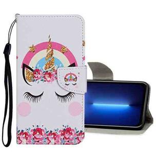 For iPhone 13 Pro Max Colored Drawing Pattern Flip Leather Case (Crown Unicorn)