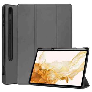 For Samsung Galaxy Tab S8+ Three-folding Holder TPU Smart Leather Tablet Case(Grey)