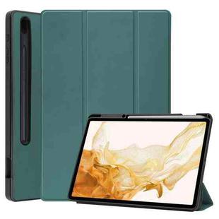 For Samsung Galaxy Tab S8+ Three-folding Holder TPU Smart Leather Tablet Case(Green)