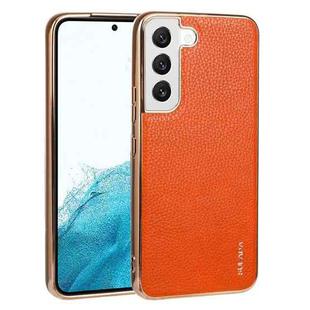 For Samsung Galaxy S22 5G SULADA Shockproof TPU + Handmade Leather Phone Case(Orange)