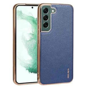 For Samsung Galaxy S22+ 5G SULADA Shockproof TPU + Handmade Leather Phone Case(Blue)