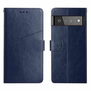 For Google Pixel 6 Pro Y Stitching Horizontal Flip Leather Phone Case(Blue)