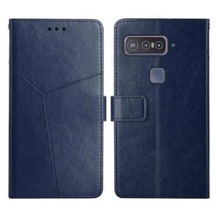 For Asus Smartphone for Snapdragon Insiders Y Stitching Horizontal Flip Leather Phone Case(Blue)