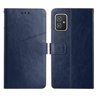 For Asus Zenfone 8 Y Stitching Horizontal Flip Leather Phone Case(Blue)