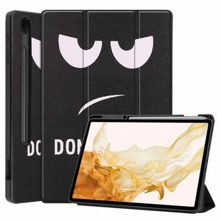 For Samsung Galaxy Tab S8+ Three-folding Holder Painted TPU Smart Leather Tablet Case(Big Eye)