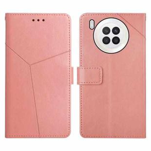 For Huawei nova 8i Y Stitching Horizontal Flip Leather Phone Case(Rose Gold)