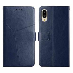 For Sharp Aquos / Simple Sumaho 6 Y Stitching Horizontal Flip Leather Phone Case(Blue)