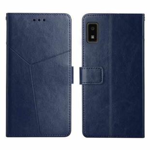 For Sharp Aquos Wish SHG06 Y Stitching Horizontal Flip Leather Phone Case(Blue)