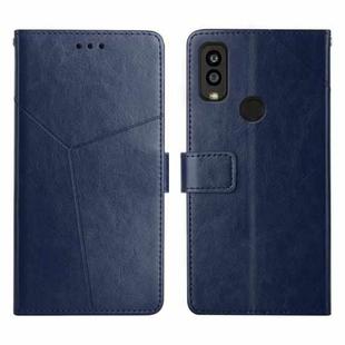 For Kyocera Android One S9 Y Stitching Horizontal Flip Leather Phone Case(Blue)