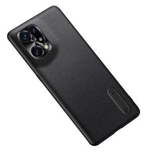 For OPPO Find X5 Pro Folding Holder Plain Leather Phone Case(Black)