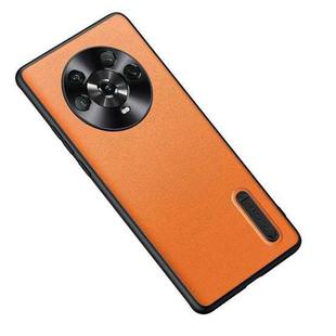 For Honor Magic4 Folding Holder Plain Leather Phone Case(Orange)