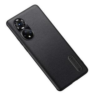 For Honor 50 Pro / Huawei nova 9 Pro Folding Holder Plain Leather Phone Case(Black)