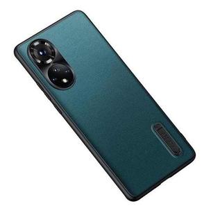 For Honor 50 Pro / Huawei nova 9 Pro Folding Holder Plain Leather Phone Case(Lake Green)