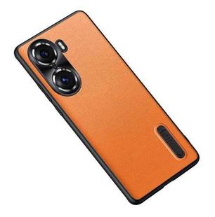 For Honor 60 Folding Holder Plain Leather Phone Case(Orange)
