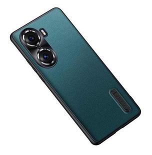 For Honor 60 Pro Folding Holder Plain Leather Phone Case(Lake Green)