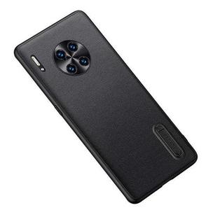 For Huawei Mate 30 Pro Folding Holder Plain Leather Phone Case(Black)