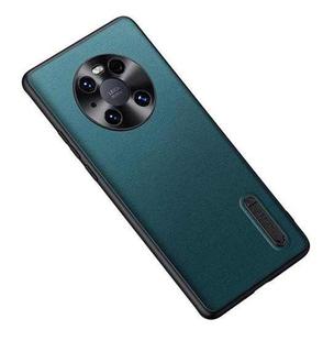For Huawei Mate 40 Folding Holder Plain Leather Phone Case(Lake Green)