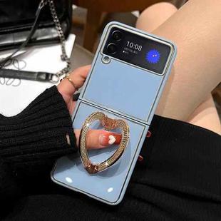 For Samsung Galaxy Z Flip3 5G Diamond Heart Holder Phone Case(Blue)
