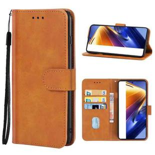 Leather Phone Case For Xiaomi Poco F4 GT(Brown)