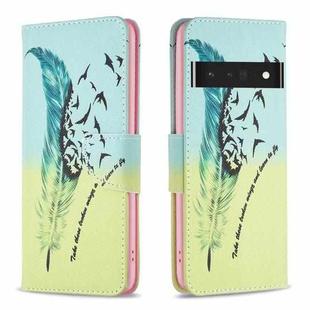 For Google Pixel 7 Pro 5G Colored Drawing Pattern Leather Phone Case(Feather)