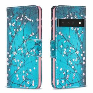 For Google Pixel 7 Pro 5G Colored Drawing Pattern Leather Phone Case(Plum Blossom)