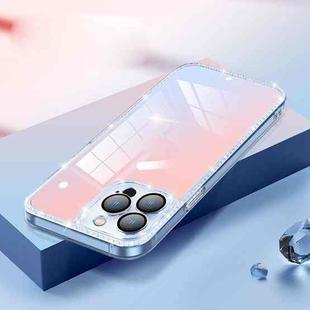 Diamond Lens Protector Glass Phone Case For iPhone 13 Pro(Gradient Pink Blue)
