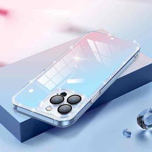 Diamond Lens Protector Glass Phone Case For iPhone 12 Pro(Gradient Blue Pink)