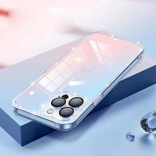 Diamond Lens Protector Glass Phone Case For iPhone 12 Pro Max(Gradient Grey Orange)