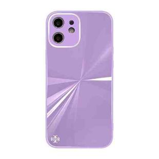 For iPhone 12 CD Texture TPU + Tempered Glass Phone Case(Purple)