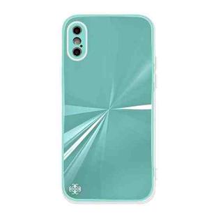 CD Texture TPU + Tempered Glass Phone Case For iPhone XS / X(Cyan-blue)