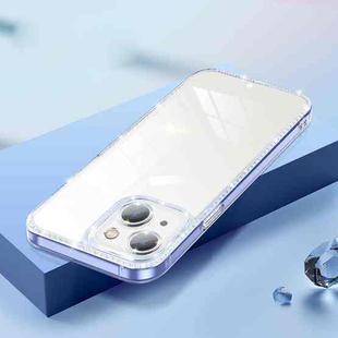 Diamond Glitter Powder Lens Protector Glass Phone Case For iPhone 13(Transparent Blue)
