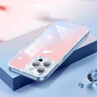 Diamond Glitter Powder Lens Protector Glass Phone Case For iPhone 13 Pro(Gradient Pink Blue)