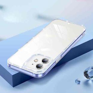 Diamond Glitter Powder Lens Protector Glass Phone Case For iPhone 12(Transparent Blue)