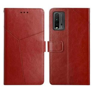 For Xiaomi Poco M3 / Redmi 9T Y Stitching Horizontal Flip Leather Phone Case(Brown)