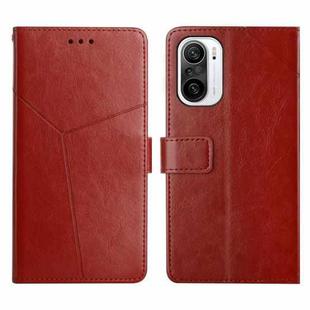 For Xiaomi Redmi K40 / K40 Pro Y Stitching Horizontal Flip Leather Phone Case(Brown)