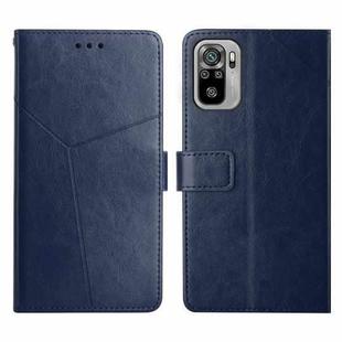 For Xiaomi Redmi Note 10 4G Y Stitching Horizontal Flip Leather Phone Case(Blue)