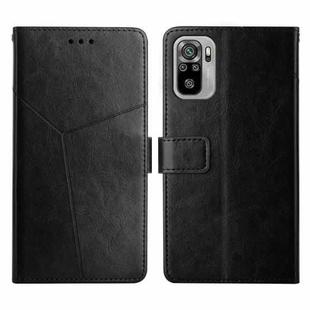 For Xiaomi Redmi Note 10 4G Y Stitching Horizontal Flip Leather Phone Case(Black)