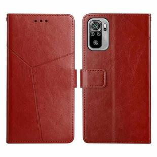 For Xiaomi Redmi Note 10 4G Y Stitching Horizontal Flip Leather Phone Case(Brown)