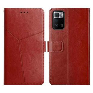 For Xiaomi Redmi Note 10 Pro 5G / Poco X3 GT Y Stitching Horizontal Flip Leather Phone Case(Brown)