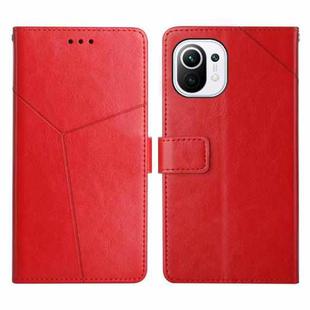 For Xiaomi Mi 11 Y Stitching Horizontal Flip Leather Phone Case(Red)