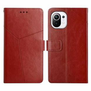 For Xiaomi Mi 11 Lite Y Stitching Horizontal Flip Leather Phone Case(Brown)