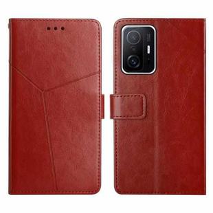 For Xiaomi Mi 11T / 11T Pro Y Stitching Horizontal Flip Leather Phone Case(Brown)