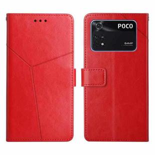 For Xiaomi Poco M4 Pro 4G Y Stitching Horizontal Flip Leather Phone Case(Red)