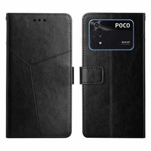 For Xiaomi Poco M4 Pro 4G Y Stitching Horizontal Flip Leather Phone Case(Black)