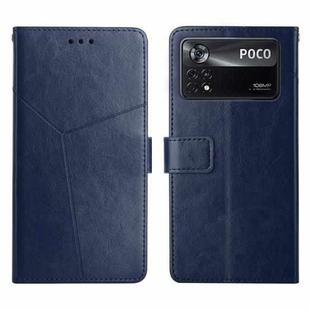 For Xiaomi Poco X4 Pro 5G Y Stitching Horizontal Flip Leather Phone Case(Blue)