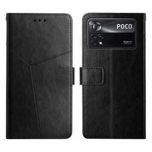 For Xiaomi Poco X4 Pro 5G Y Stitching Horizontal Flip Leather Phone Case(Black)